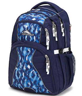A picture of a navy High Sierra Swerve backpack, which can last many years before it must be thrown away