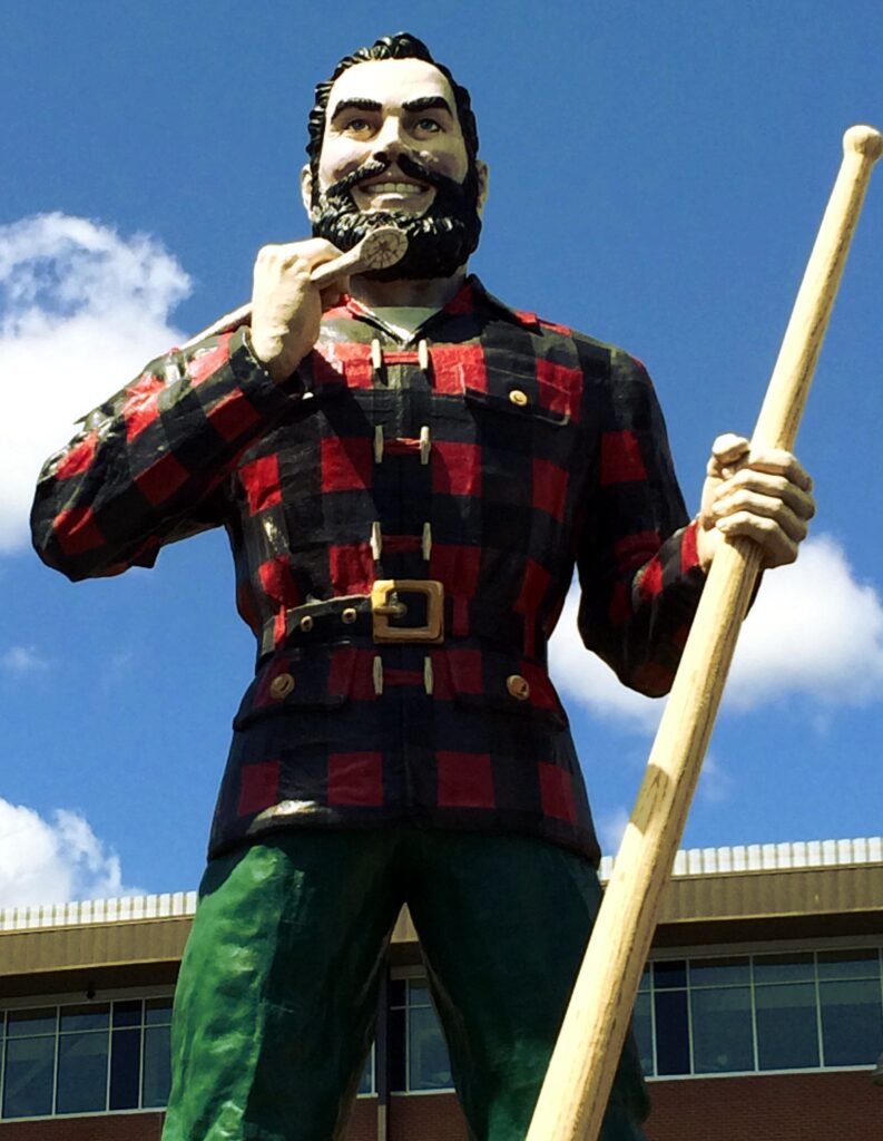 A photo of a Paul Bunyan statue in Bangor, Maine
