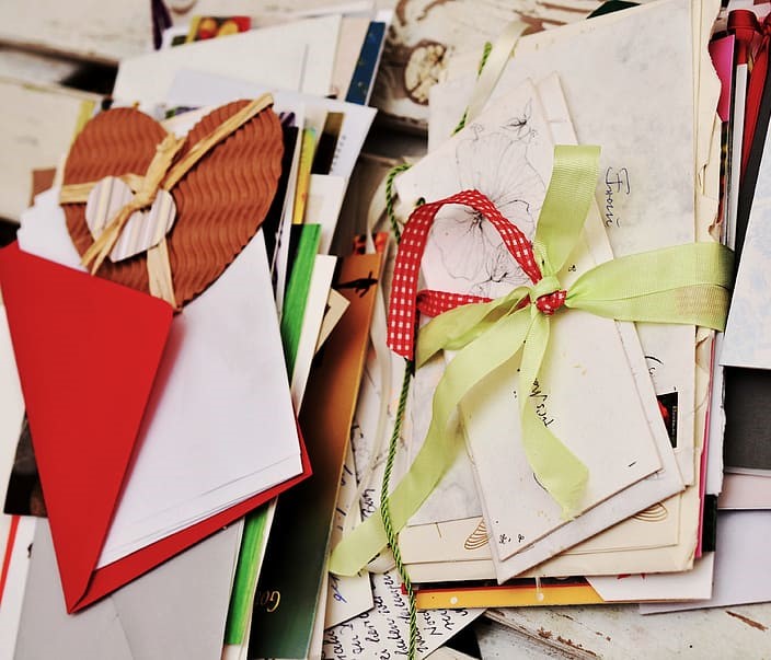 A picture of a stack of greeting cards
