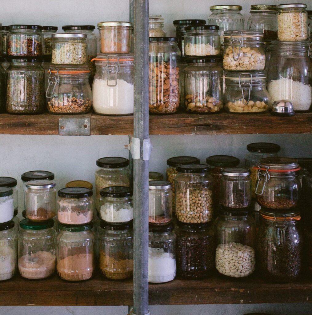 A picture of a mason jar pantry