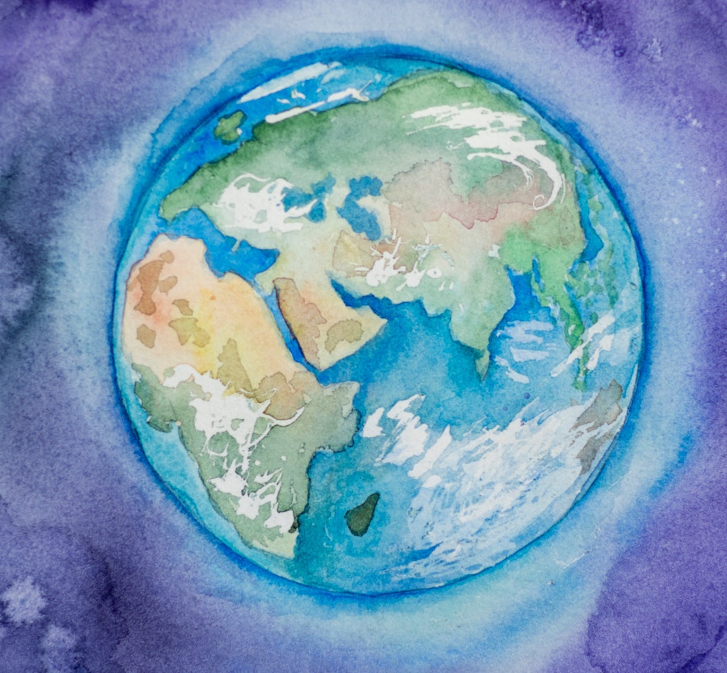 A watercolor painting of the earth