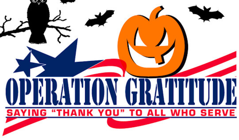 A picture of the Operation Gratitude logo, a program to give extra candy to those in the military