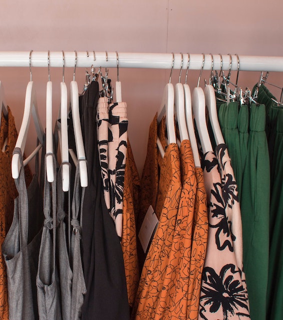 A picture of a rack of sustainable fashion pieces