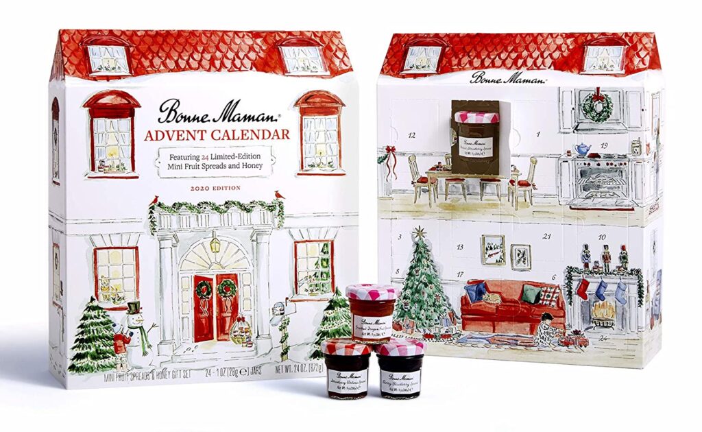 A picture of a Bonne Maman preserves and honey advent calendar
