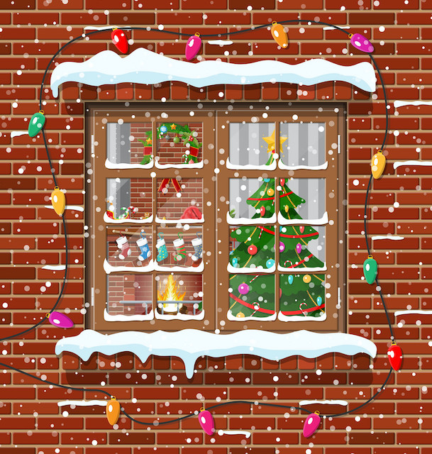 An energy efficient window decorated for Christmas