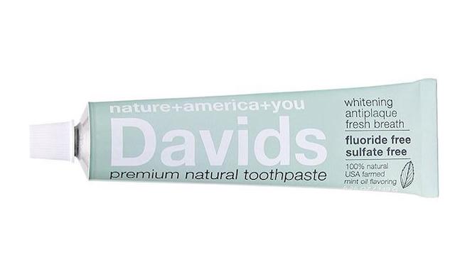 A picture of a tube of Davids natural toothpaste