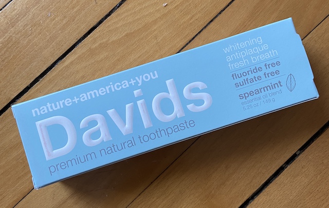 A picture of a box of Davids natural toothpaste
