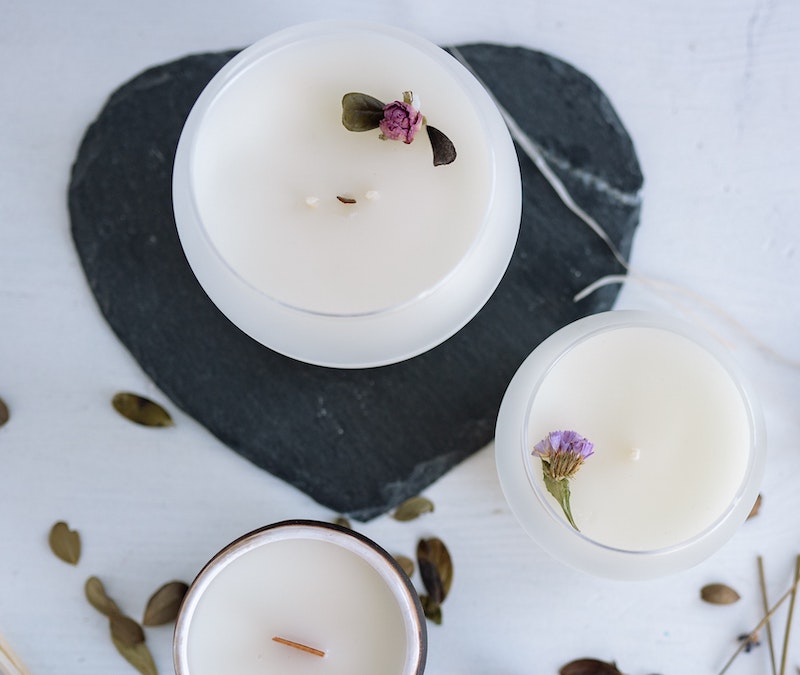 A picture of three soy wax candles