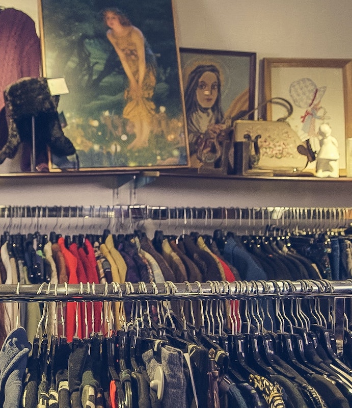 A picture of the inside of a thrift store