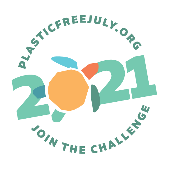 A picture of the Plastic Free July Challenge 2021 logo